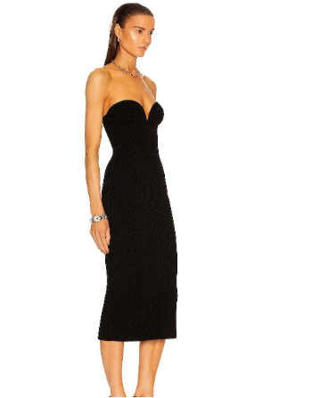 Sweetheart Neckline Strapless Midi Dress (One Piece)