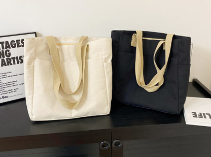Korean Girls' Solid Color Canvas Messenger Satchel