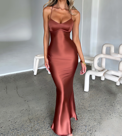 Backless Slim Fit Wrap Long Dress