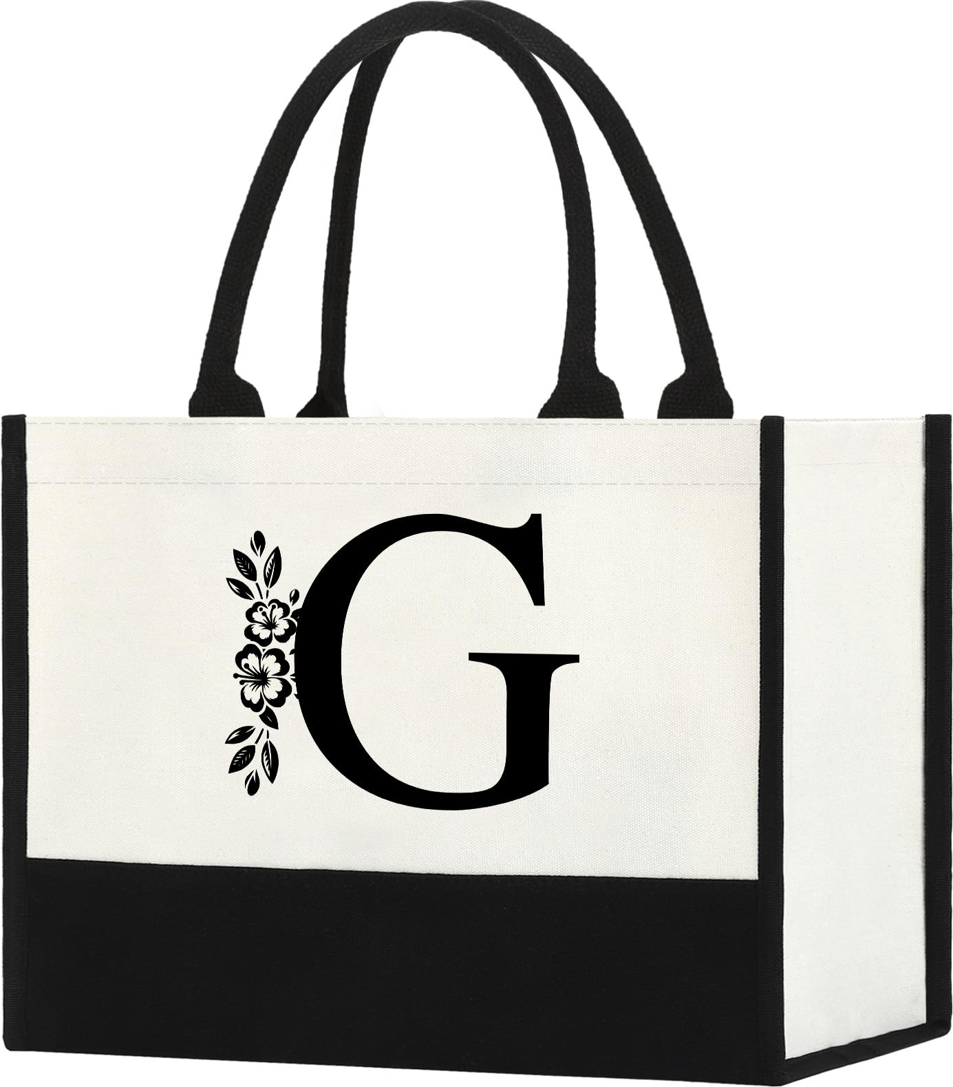 Initial Canvas Tote Bag Personalized Birthday Gifts for Women Sister Mom Friend Teacher Bridesmaid Monogrammed Women Tote Bag for Wedding Birthday Beach Holiday