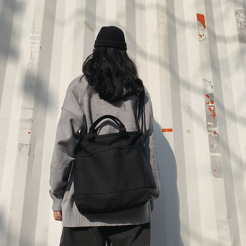 Korean Girls' Solid Color Canvas Messenger Satchel