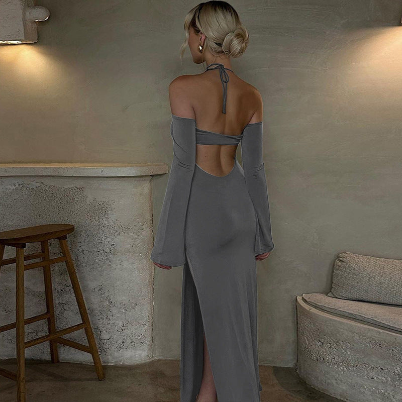 Fable Dress - Stylish Backless Solid Color Midi Dress