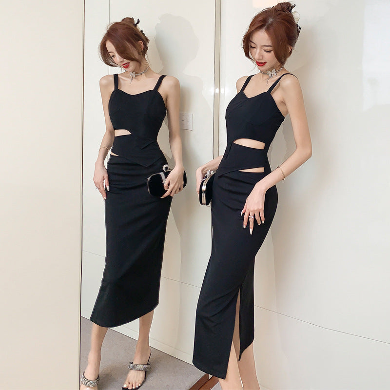 Hanging Strap Hollow Wrap Dress for Women