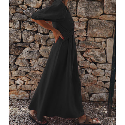 High Waist Slimming V-Neck Midi Dress