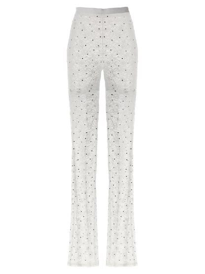 Alessandra Rich Rhinestone Lace Leggings