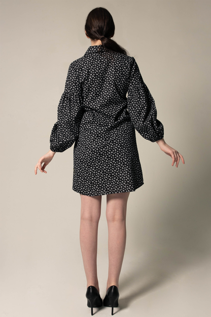 Black Floral Dress in Italian Cotton – Elegant Summer Dress