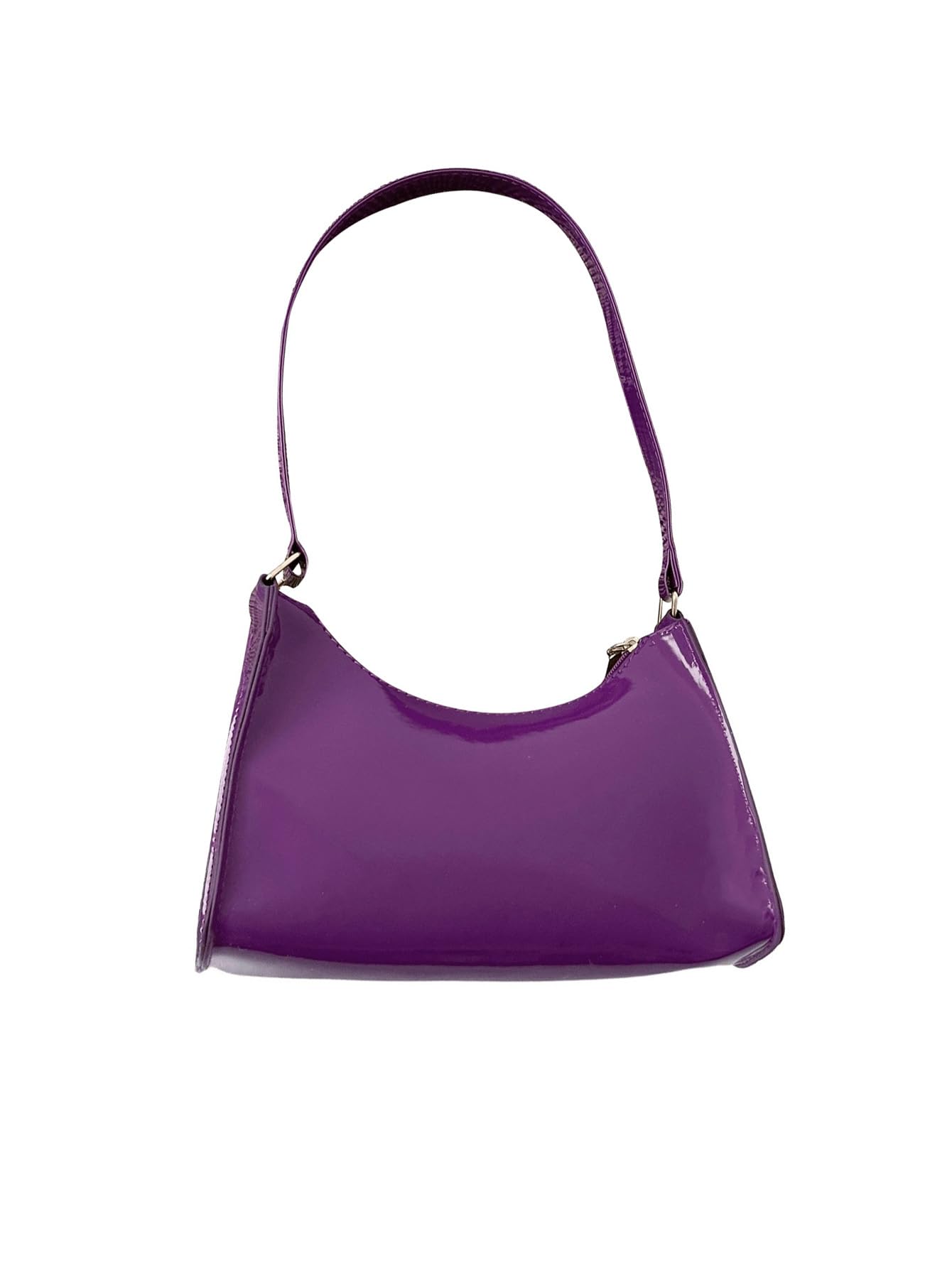 QWINEE Womens Artificial Patent Leather Tote Bag Square Bag Satchel Purse Handbags Ladies Shoulder Totes Bag Crossbody Bags Purple One-Size