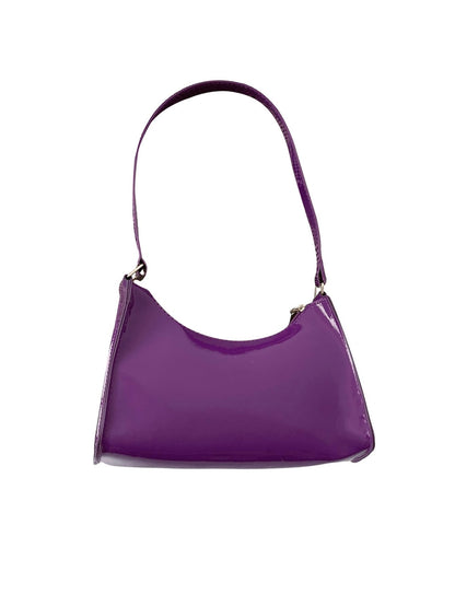 QWINEE Womens Artificial Patent Leather Tote Bag Square Bag Satchel Purse Handbags Ladies Shoulder Totes Bag Crossbody Bags Purple One-Size