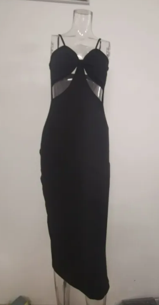 Low Cut Slit Midi Dress