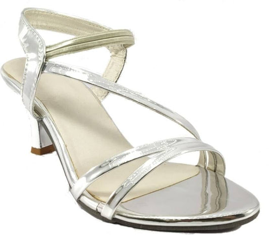 Block Heel Sandals For Women And Girls (Size-UK-6) (COLOR-SILVER)