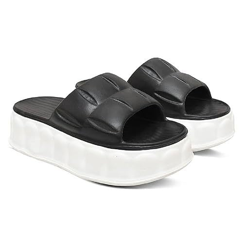 Women Wedge Sandals Platform (Size-IND-7) (Color-BLACK)